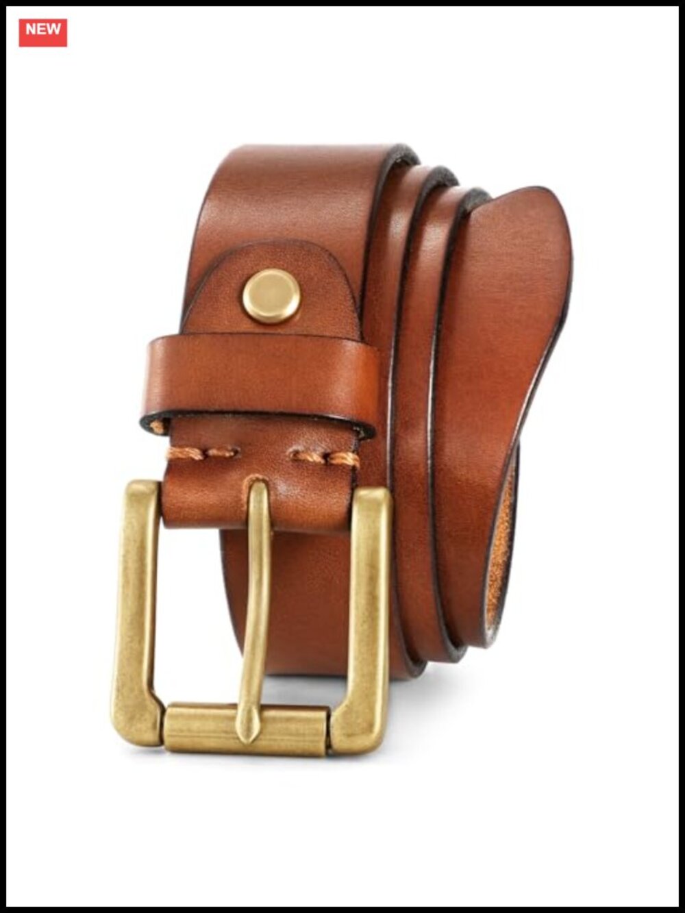 100% Italian Full Grain Leather Women's Belt Gold Buckle